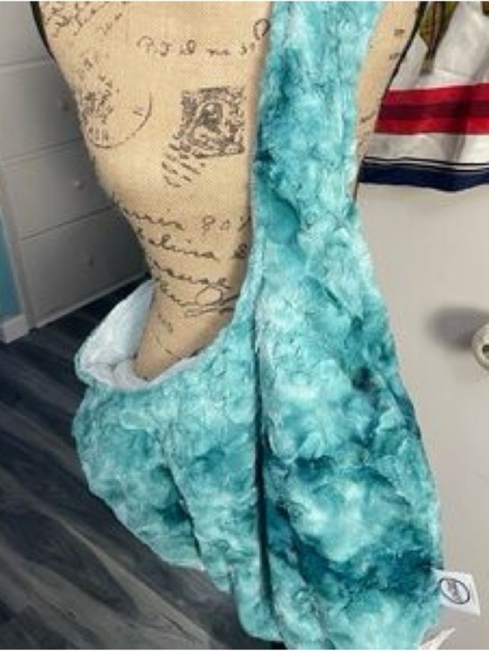 Aqua Marble Faux Fur Long Sling Bag
